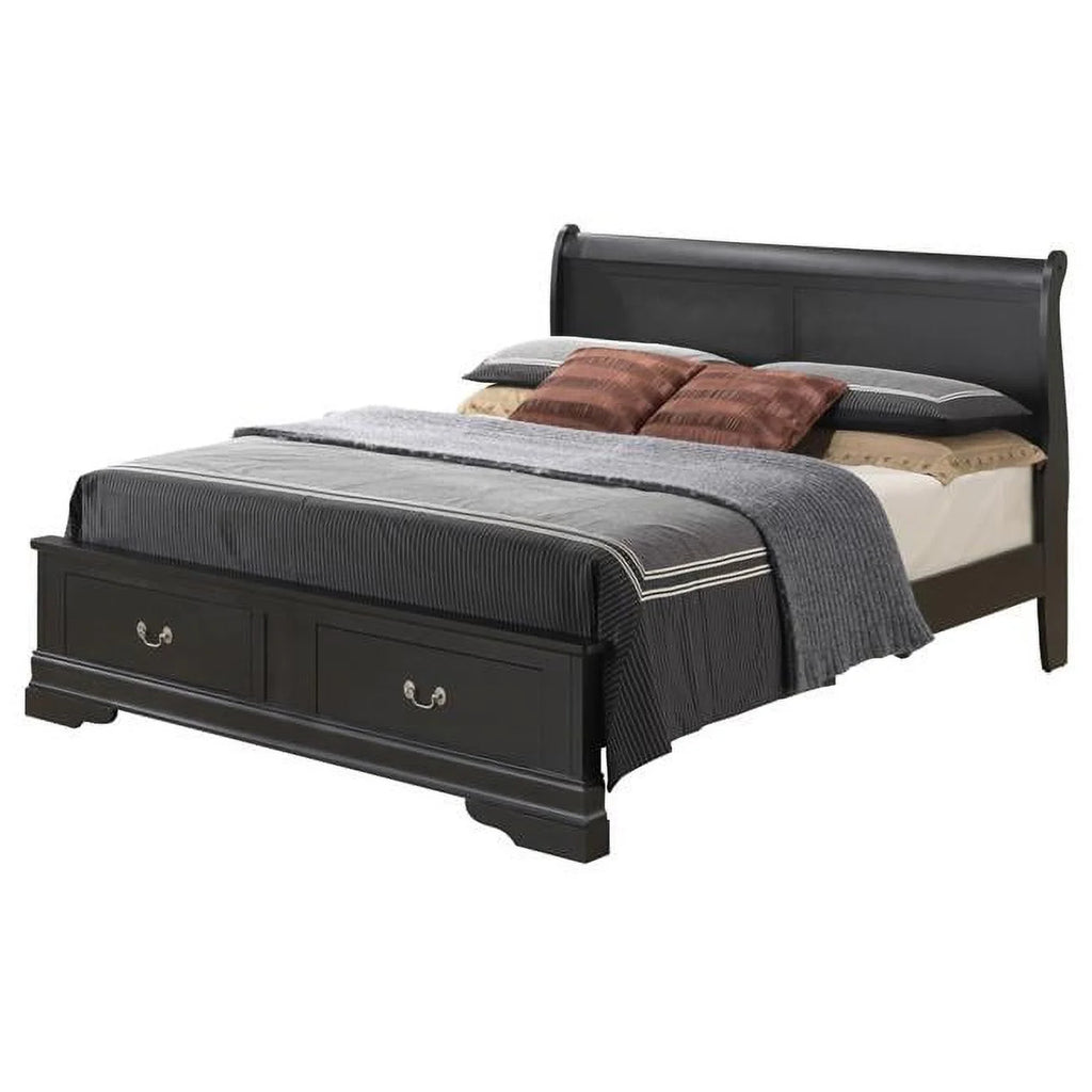 Black Full Storage Sleigh Bed with 2 Drawers O363