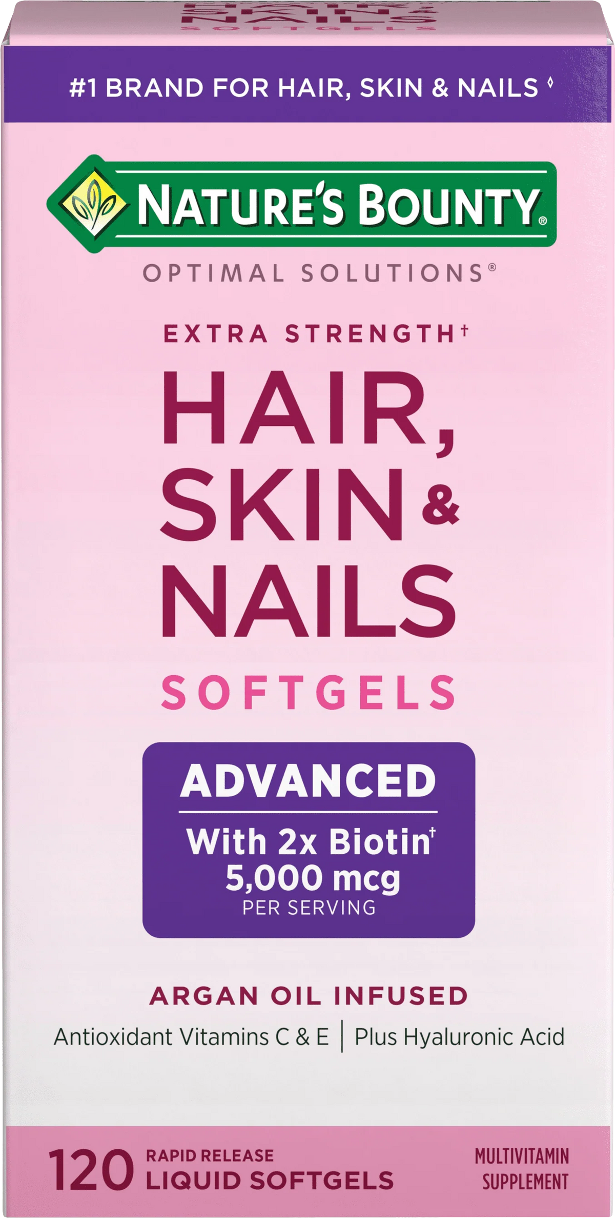 Hair, Skin and Nail Biotin & Vitamins A, C, & E Softgels, 120 Ct F706479