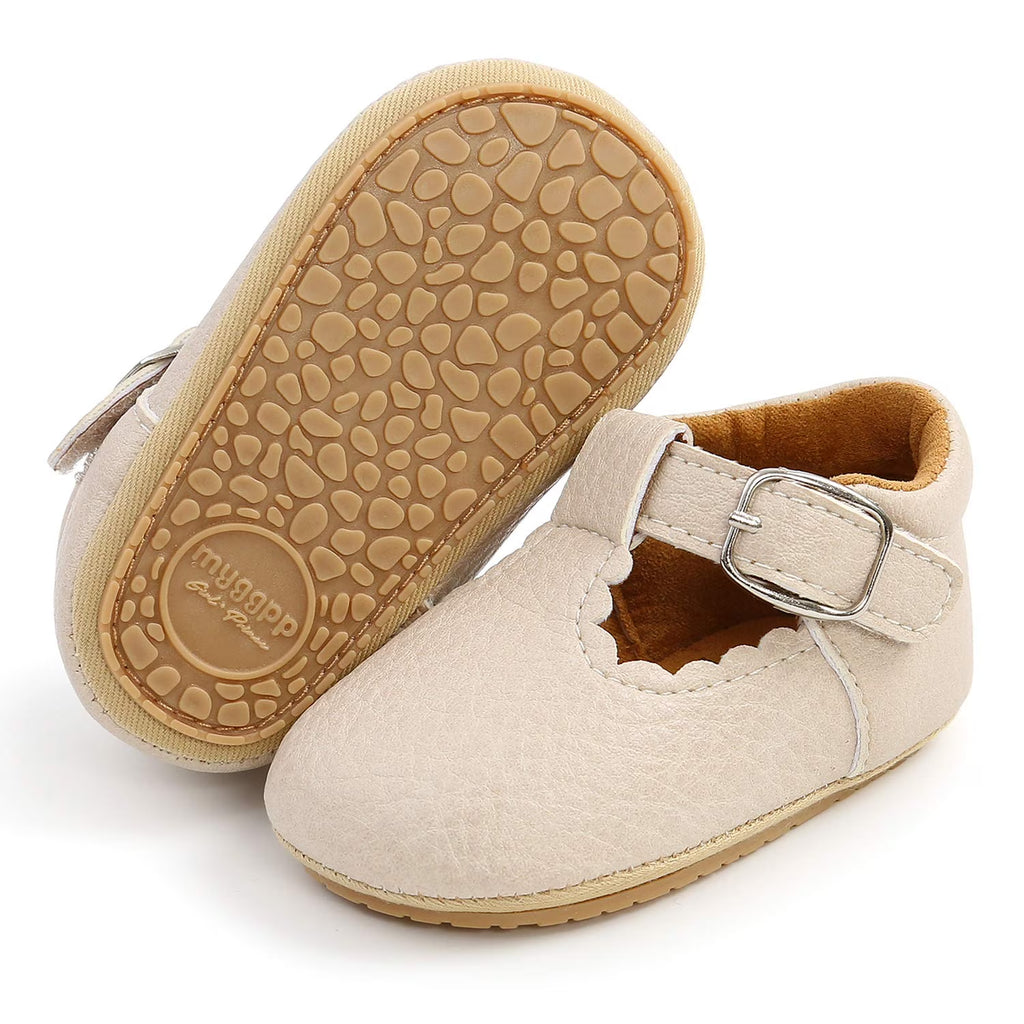 Beige Baby Girl Mary Jane Flats Dress Shoes Z5114