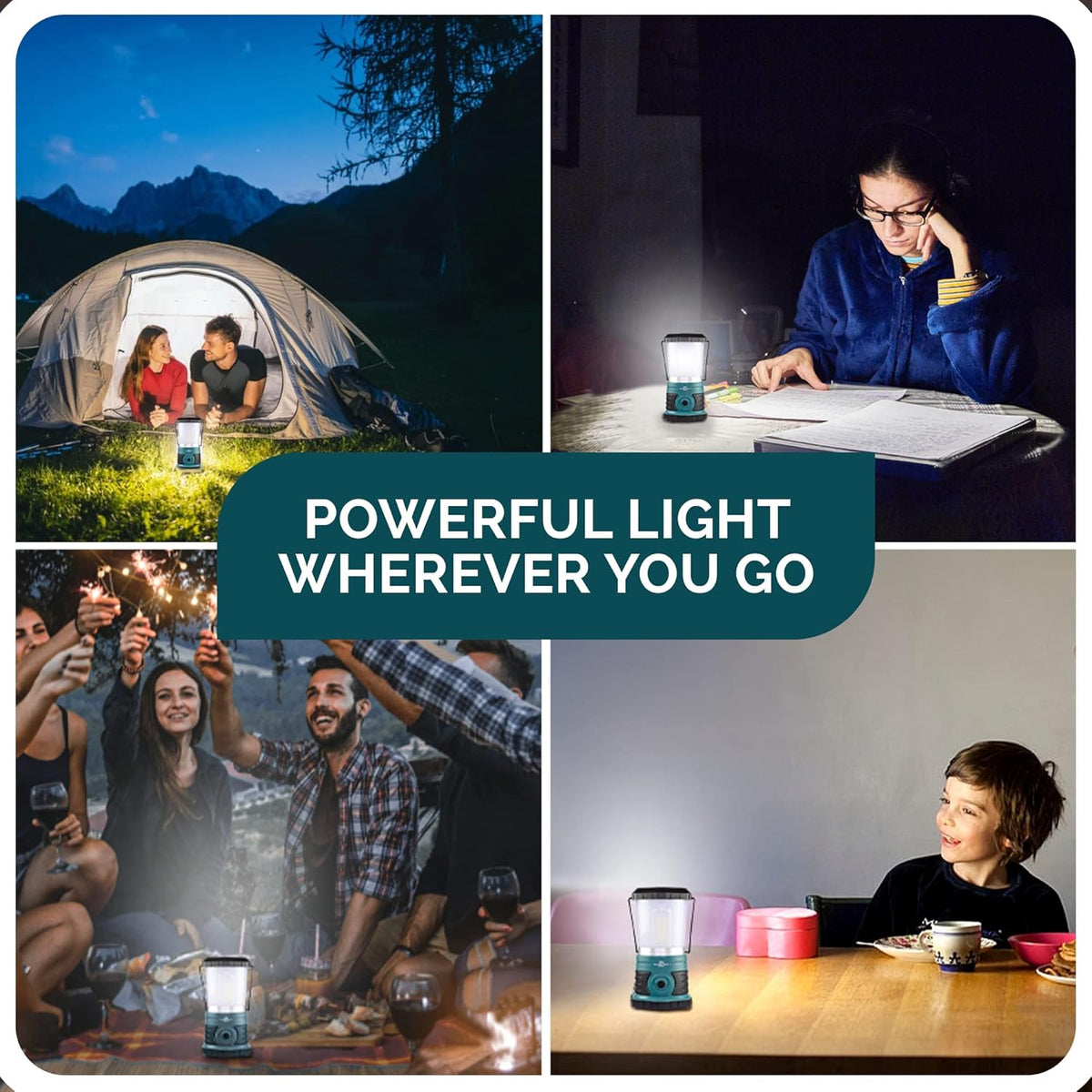 Teal Rechargeable LED Lantern with Power Bank, Pack of 2 L711869