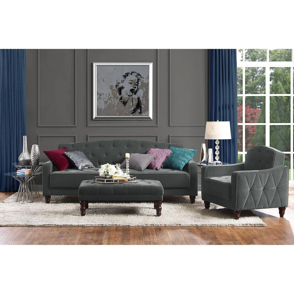 Gray Velvet Tufted Sofa Sleeper T18007