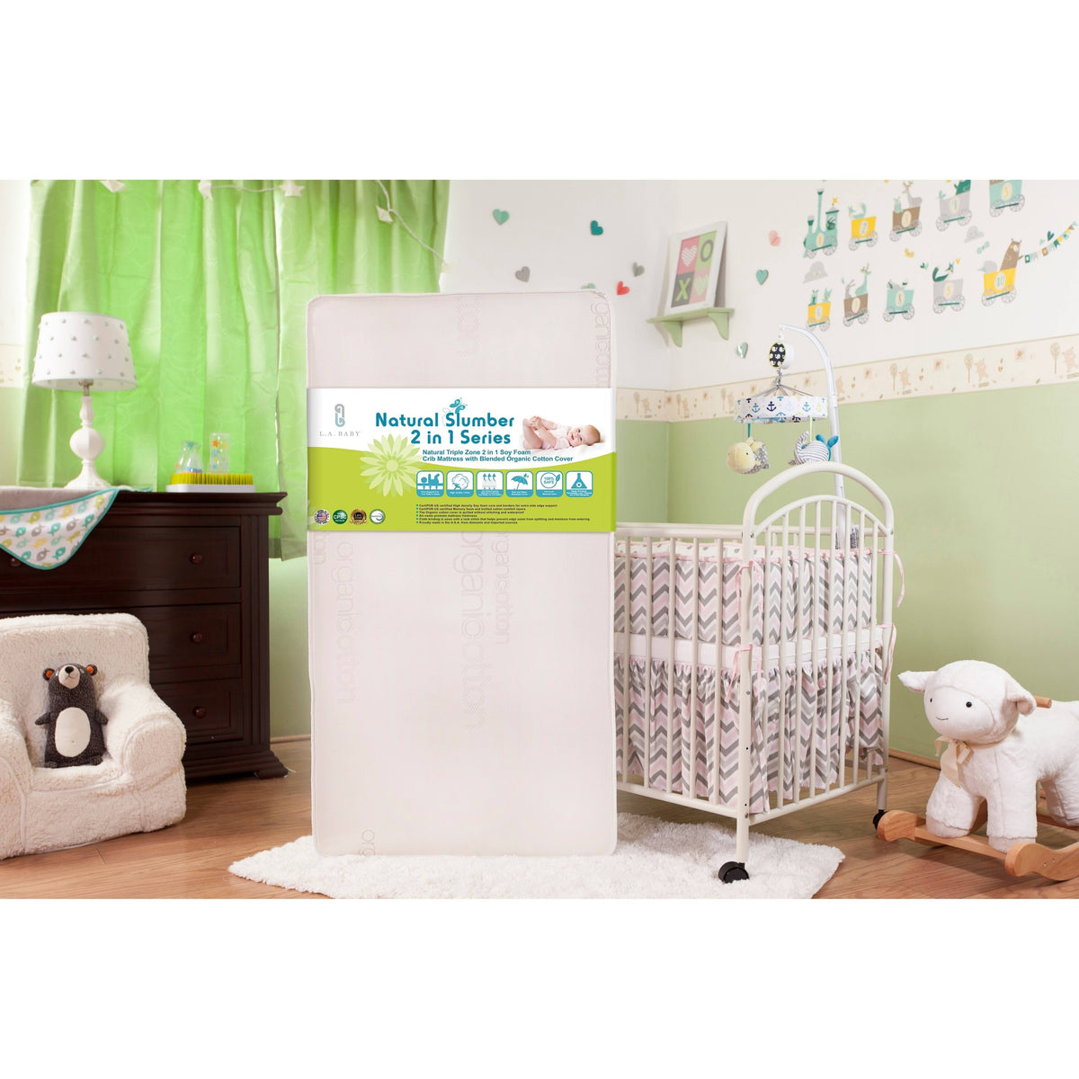 Natural Triple Zone 2 in 1 Soy Foam Crib Mattress with Organic Cotton Cover P93076