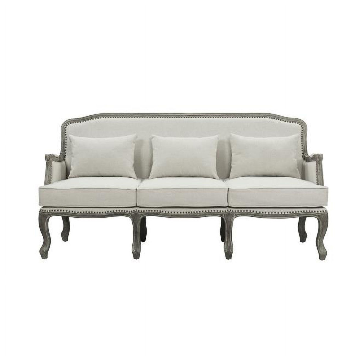 Cream Linen & Brown Sofa T94120