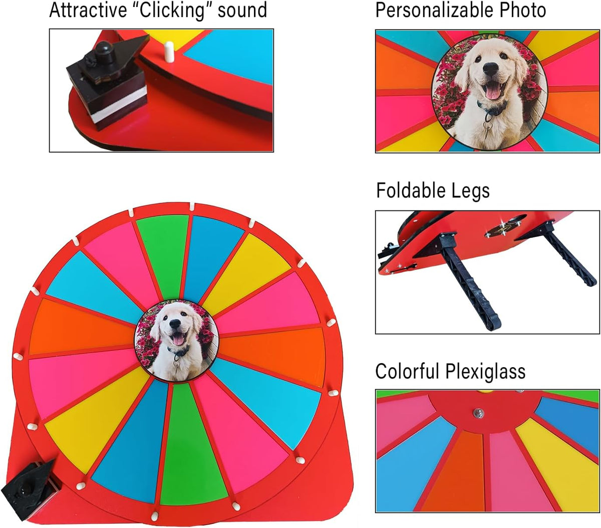 18 Slots Color Tabletop Spinning Prize Wheel D64758