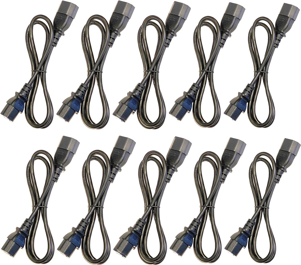 3 Foot IEC 320 NEMA C13 C14 10A 18AWG AC Power Cord N17514