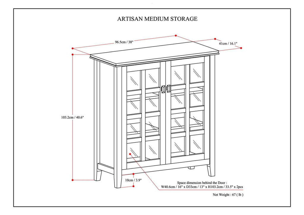 Solid Wood 38 inch Wide Storage Cabinet N386