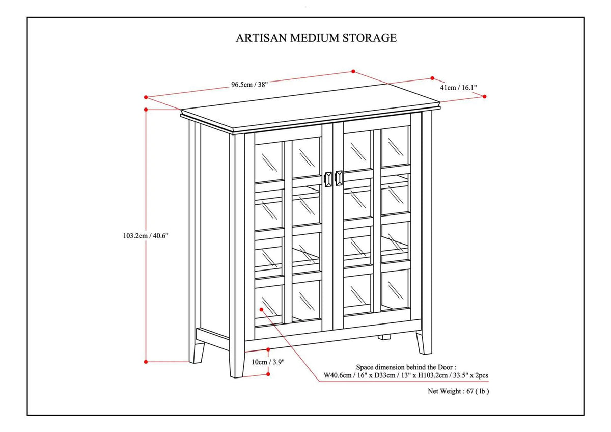 Solid Wood 38 inch Wide Storage Cabinet N386