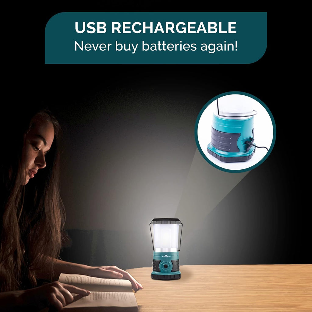 Teal Rechargeable LED Lantern with Power Bank, Pack of 2 L711869