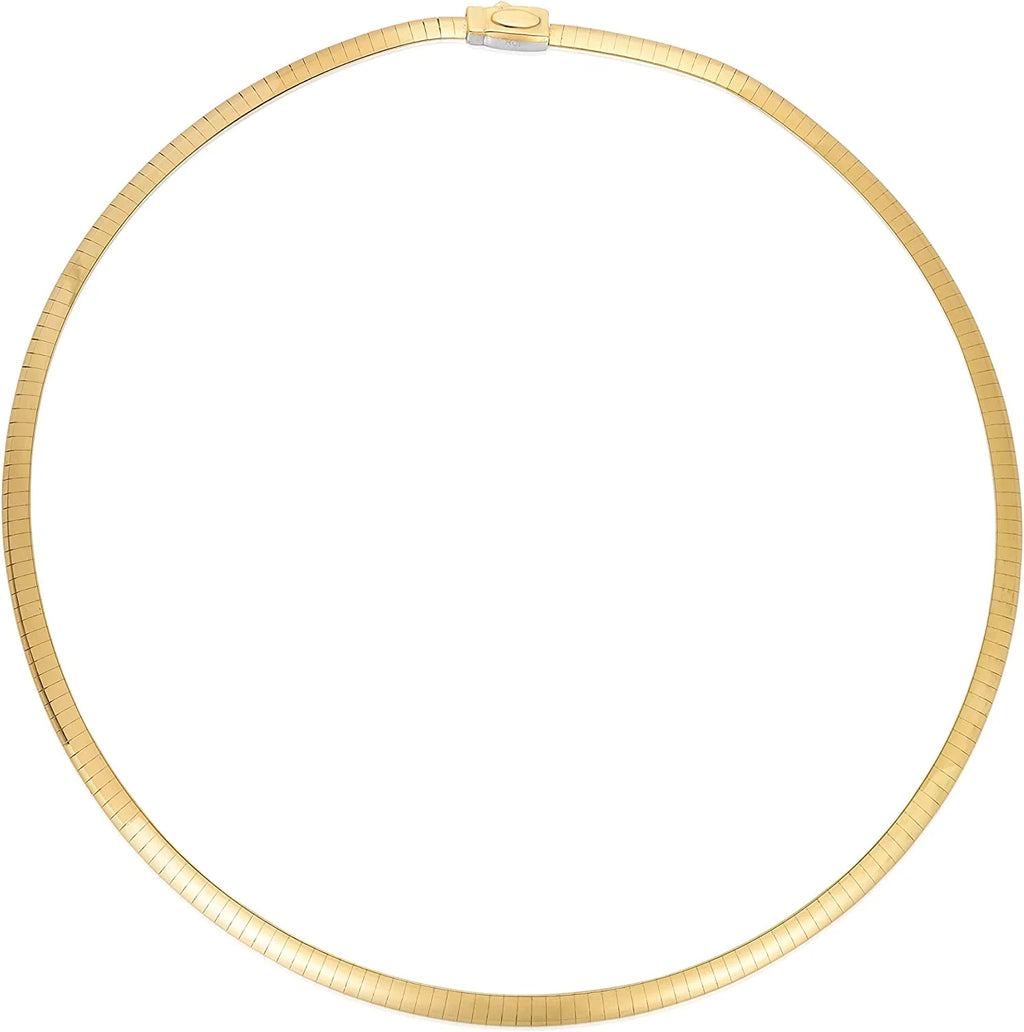 14k Yellow Gold and 925 Sterling Silver Reversible Omega Chain Necklace H239987