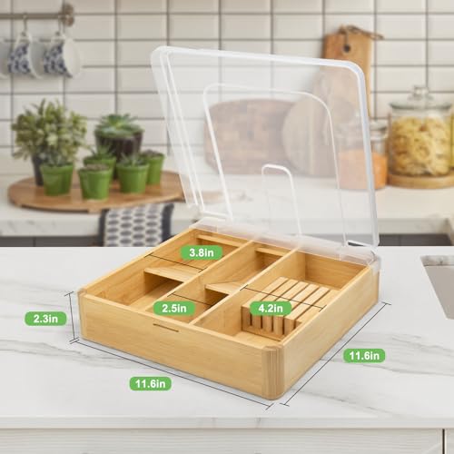 Black 5 Compartments Plastic Utensil Holder with Lid T770