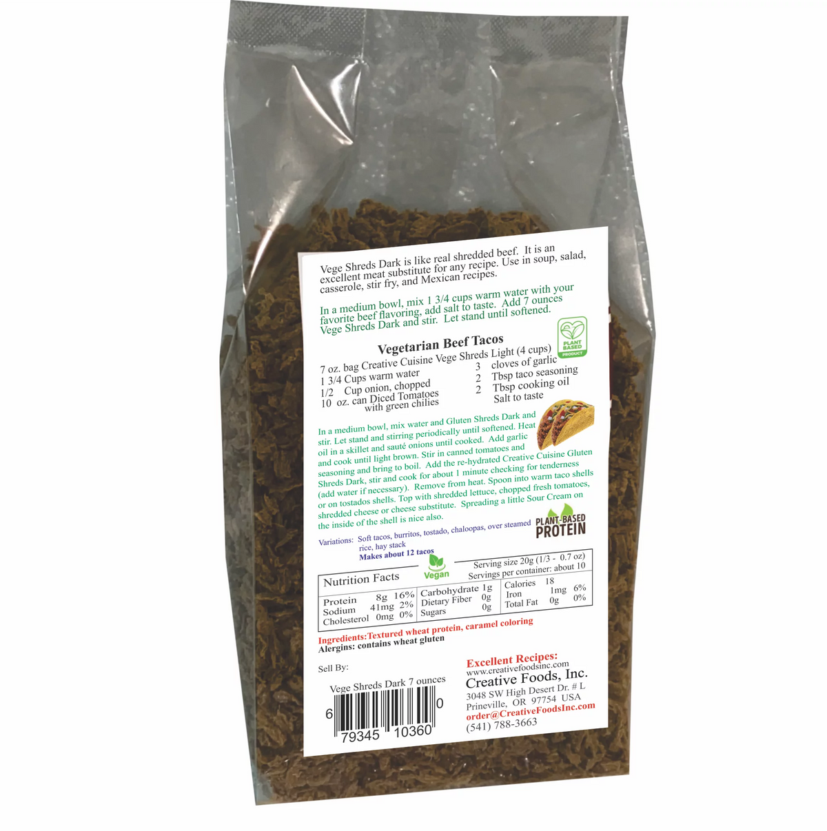 Shredded Dark Veggie Meat 12 pounds E3064