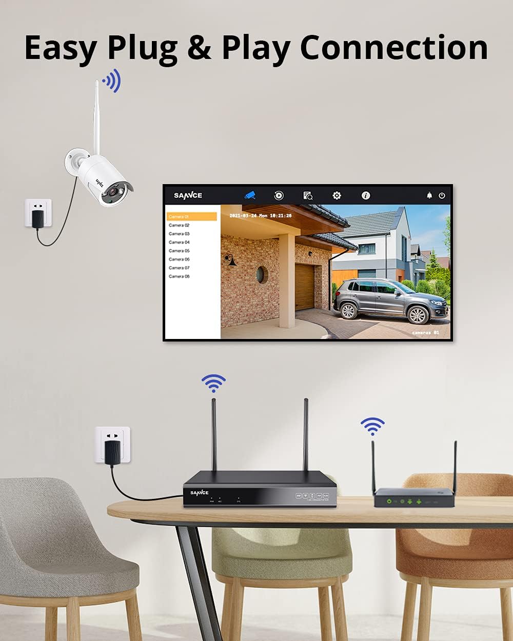 8 Channel 5MP Wireless NVR Security Camera System with 3MP Outdoor WiFi Cameras C535