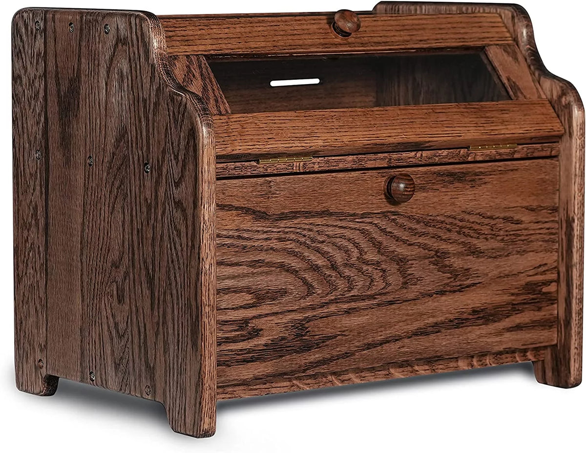 Solid Wood Oak Bread Box with Clear Window B872