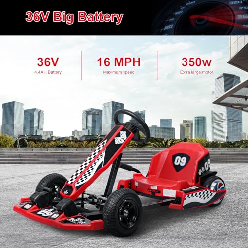 Red Electric Drift Go Kart 350W 16 MPH 36V S23132