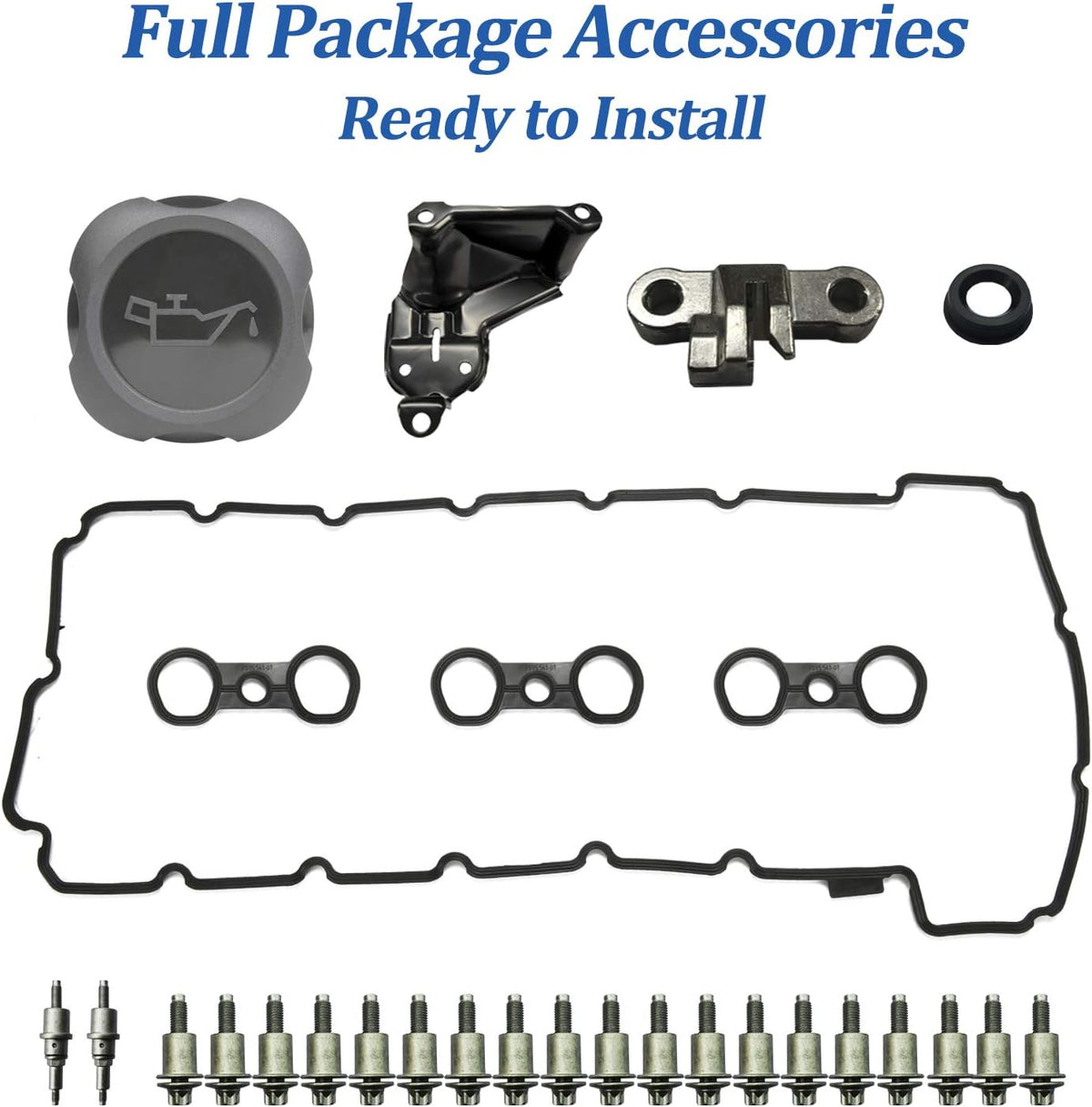 N52 Engine Valve Cover Kit with Oil Cap, Gaskets, Spark Plug Seals, Bolts H244