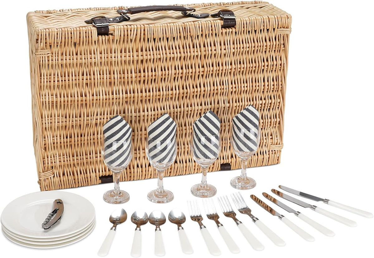 Willow Picnic Basket for 4 Persons with Insulated Cooler Bag T648
