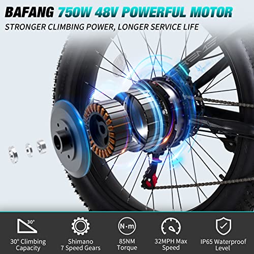 750W 48V 14AH Removable Battery 26" Fat Tire Electric Bike Q141