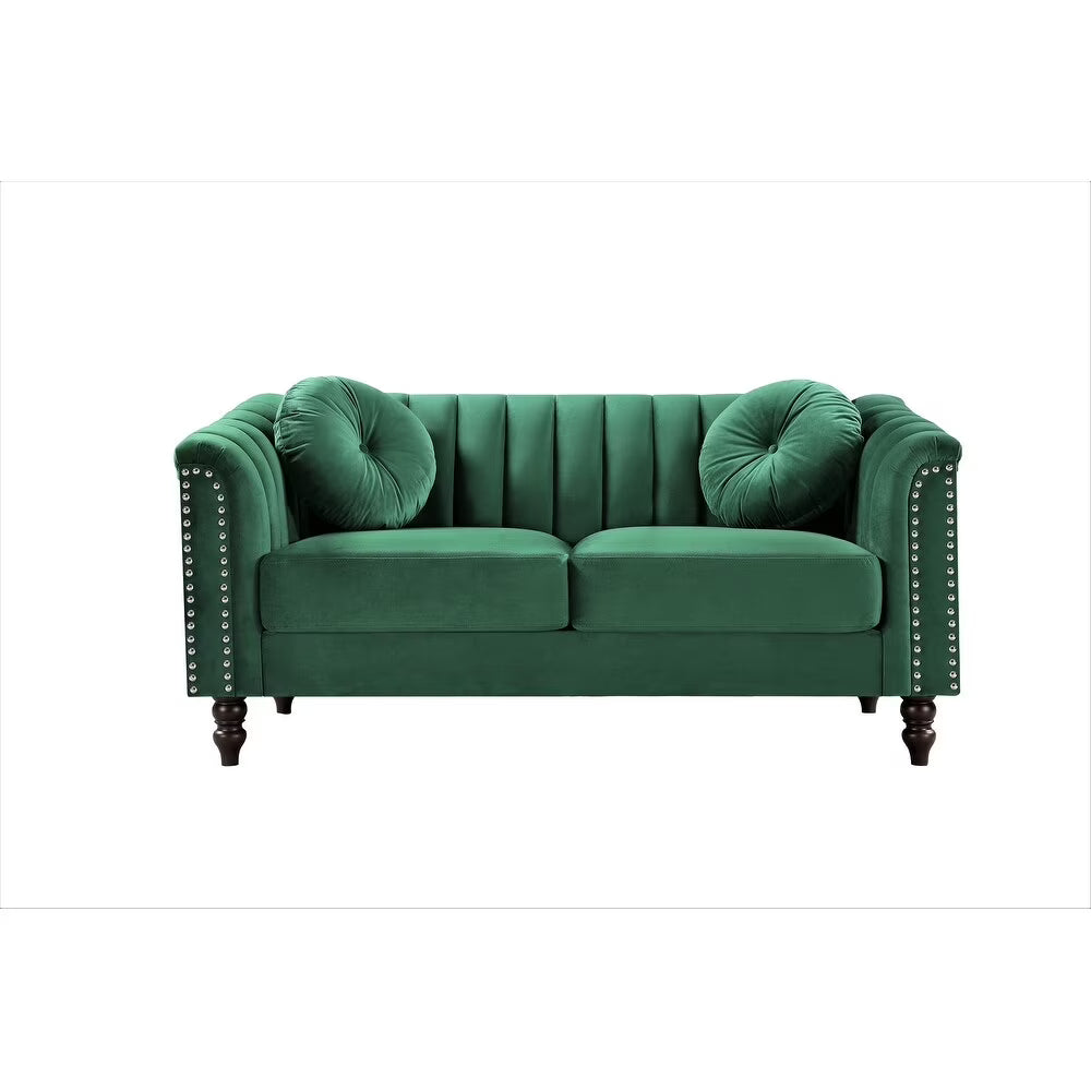 Green Tufted Back Loveseat V4772