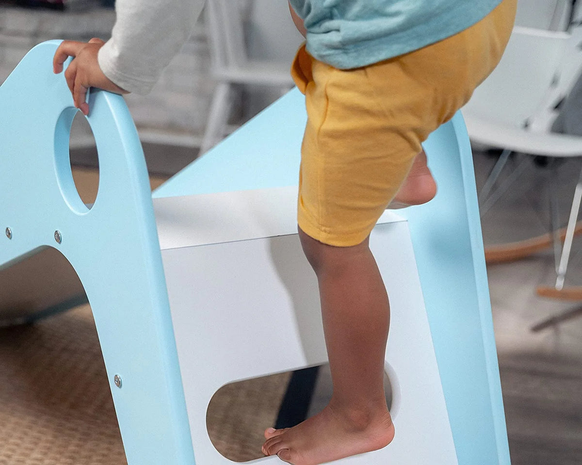 Wooden Indoor Slide for Kids Ages 18mo - 4 Years (Blue) E662281