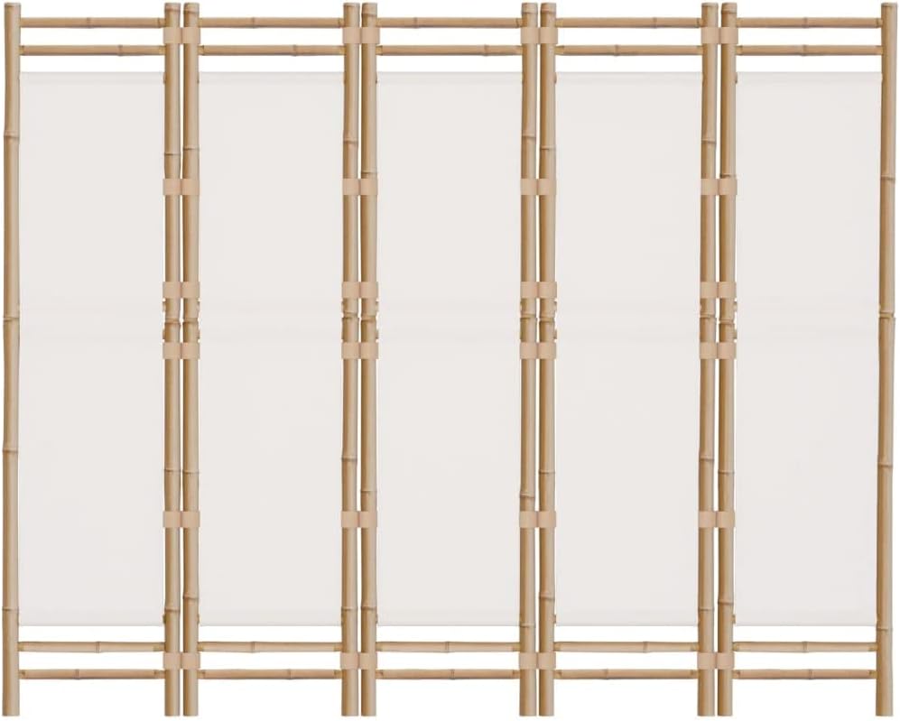 78.7" Bamboo and Canvas Folding Room Divider T6810
