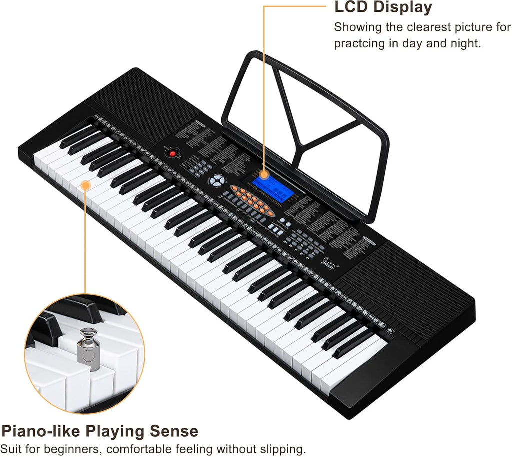 61-Key Portable Electronic Keyboard Piano with LCD Screen S110