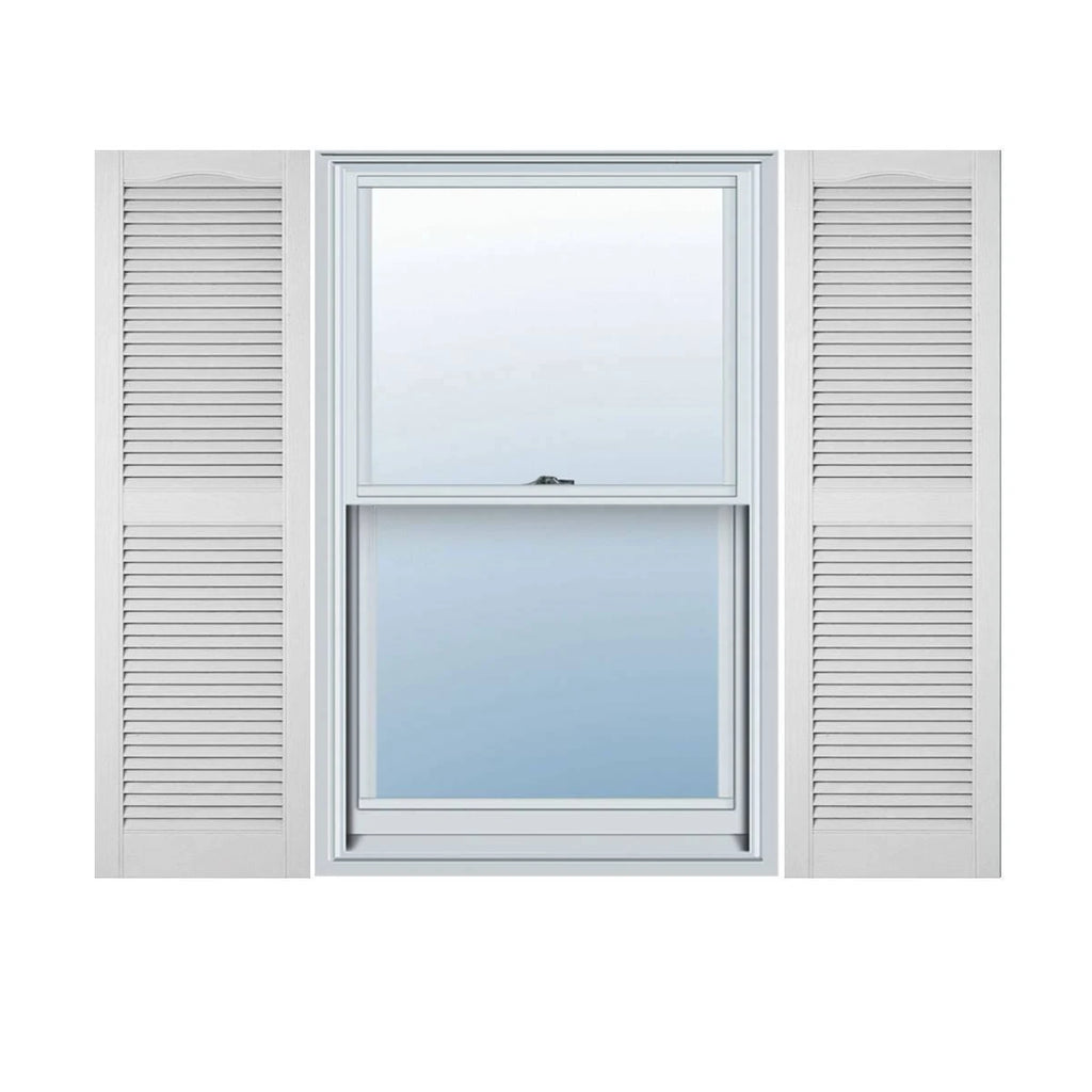 White Vinyl Open Louver Shutters H718