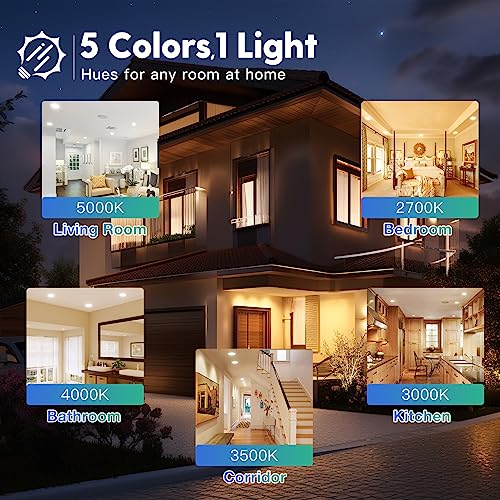 6 Pack 6 Inch Ultra-Thin LED Recessed Ceiling Light with Junction Box, Selectable 2700K/3000K/3500K/4000K/5000K, Dimmable W4944