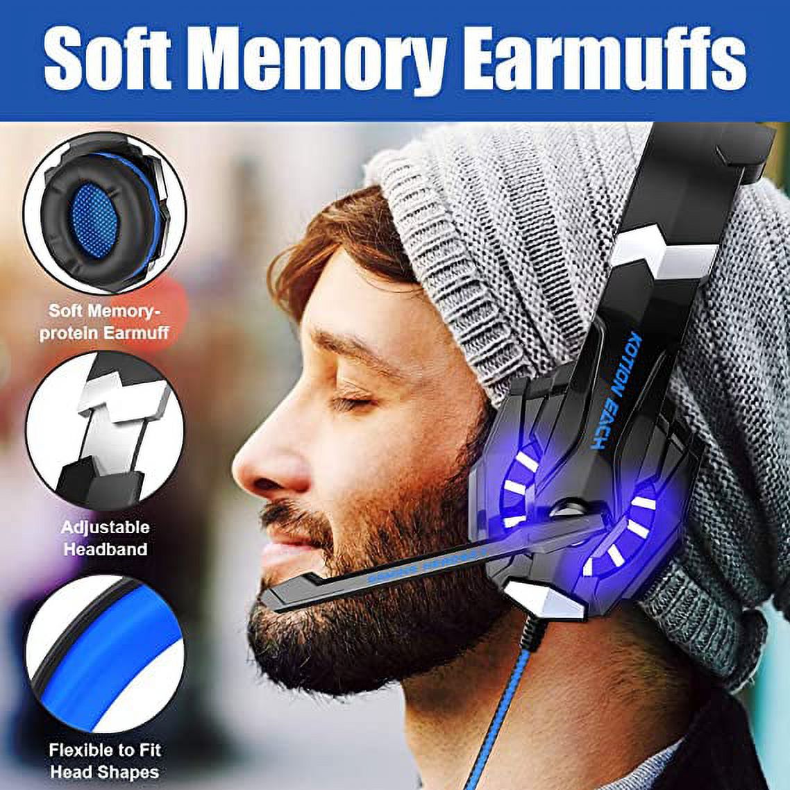 Stereo Gaming Headset with Mic, Noise Cancelling Over Ear Headphones S7607
