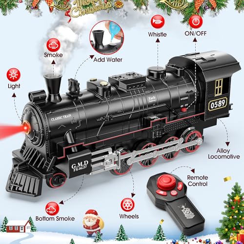 Train Set with Steam Locomotive, Light Up Cars and Tracks Y916