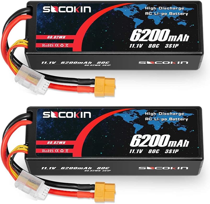 2 Pack 11.1V 7200mAh 80C Hard Case Lipo Battery XT60 Plug R387