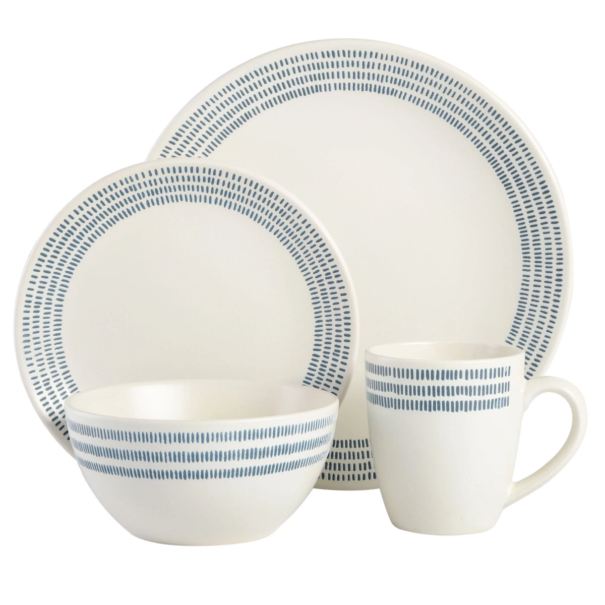 16-Piece White Stoneware Dinnerware Set I9871