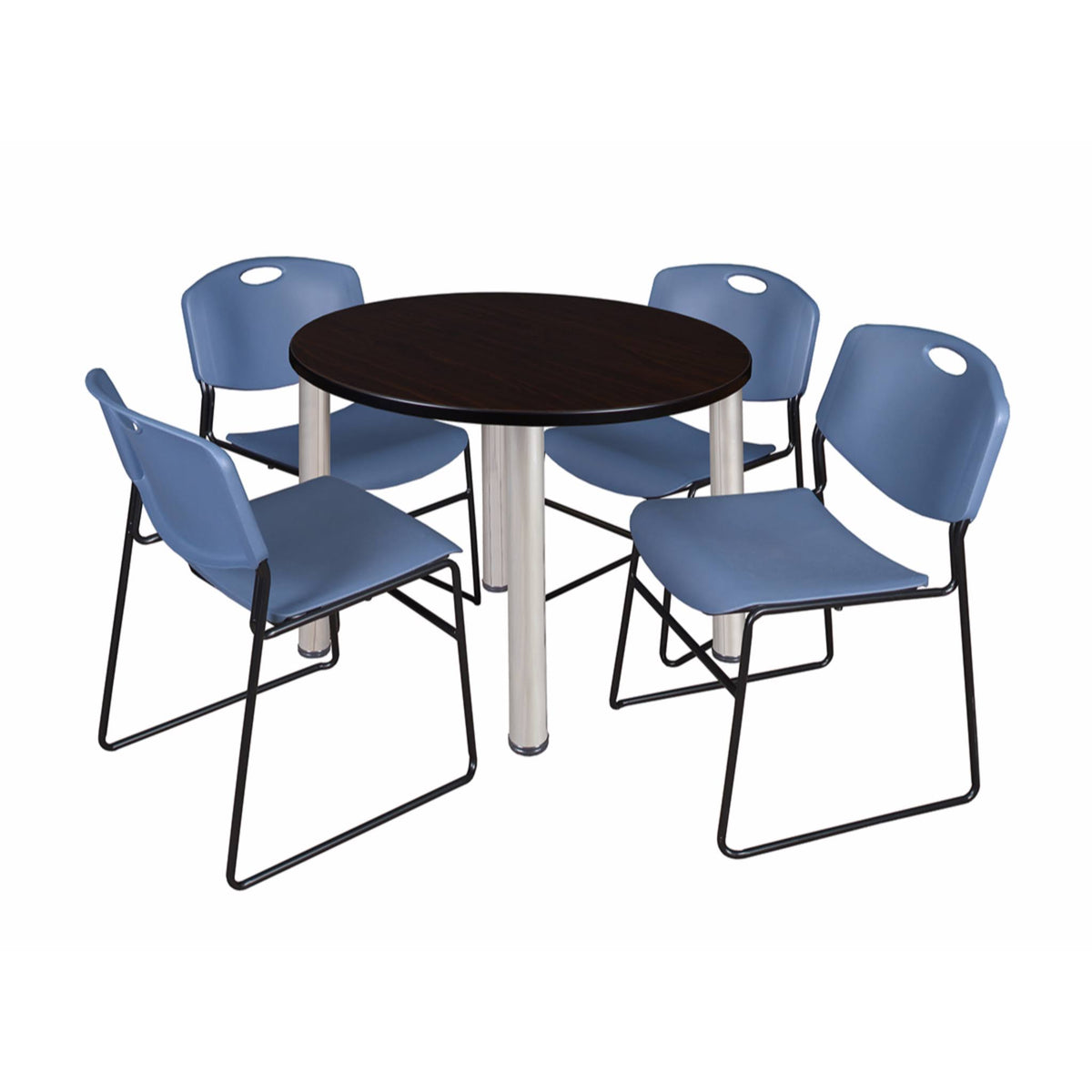 36x22 Round Breakroom Table with 4 Stack Chairs F93538