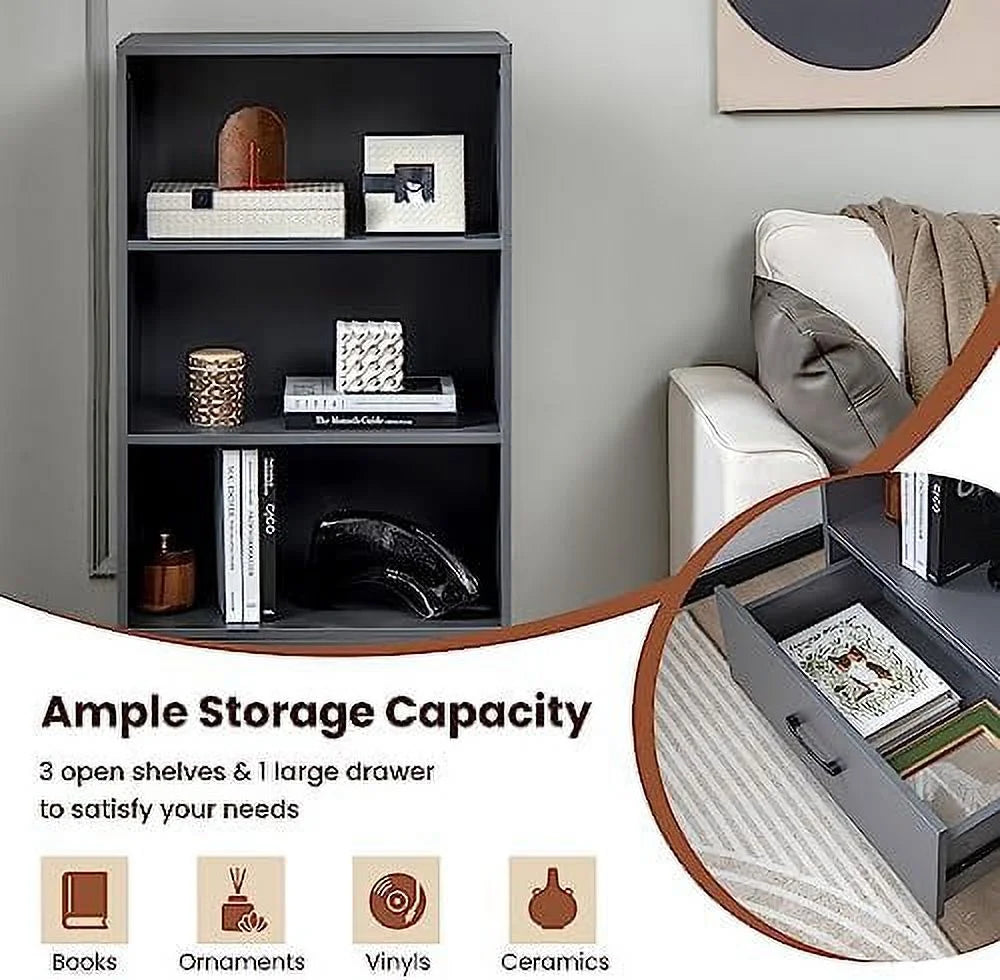3 Cube Bookcase with Drawer H132