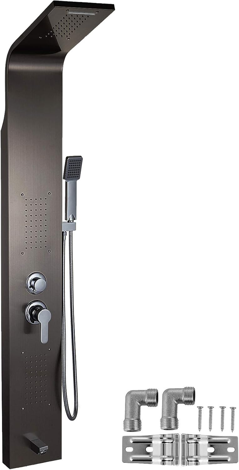 5 in1 Stainless Steel Shower Panel with Rainfall Hand Shower Y2810