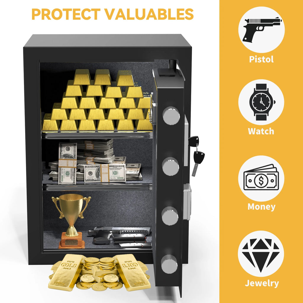 Safe Box with Digital Keypad, Water and Fire Resistant, Adjustable Shelves and LED Lighting C995239