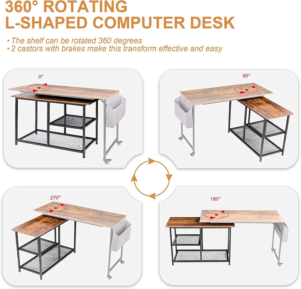 L-Shaped Corner Computer Desk 67 Inch with Shelves W9865