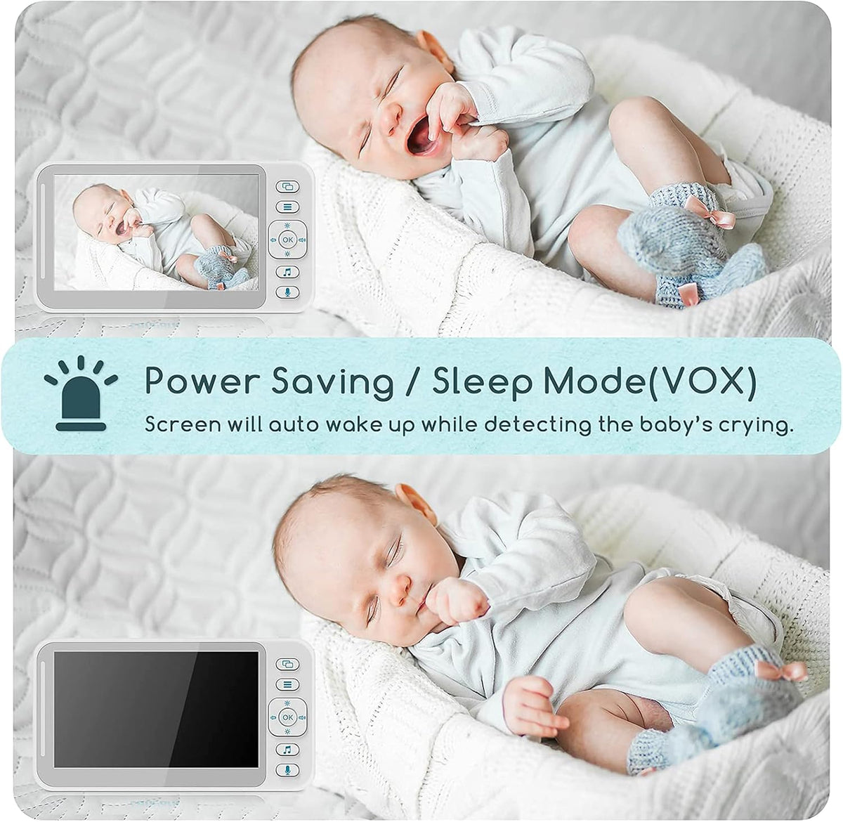 White 4.3 inch LCD Video Baby Monitor with Camera and Audio J4135