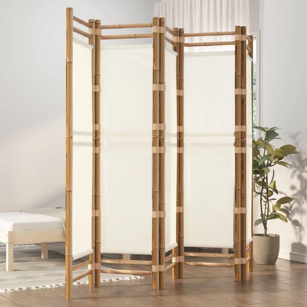 78.7" Bamboo and Canvas Folding Room Divider T6810