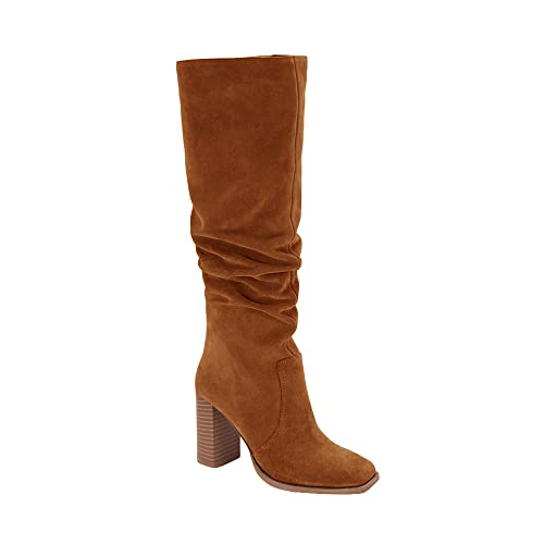 Womens Knee High Boots Chunky High Heel Square Toe Side Zipper Wide Calf Boot T38088