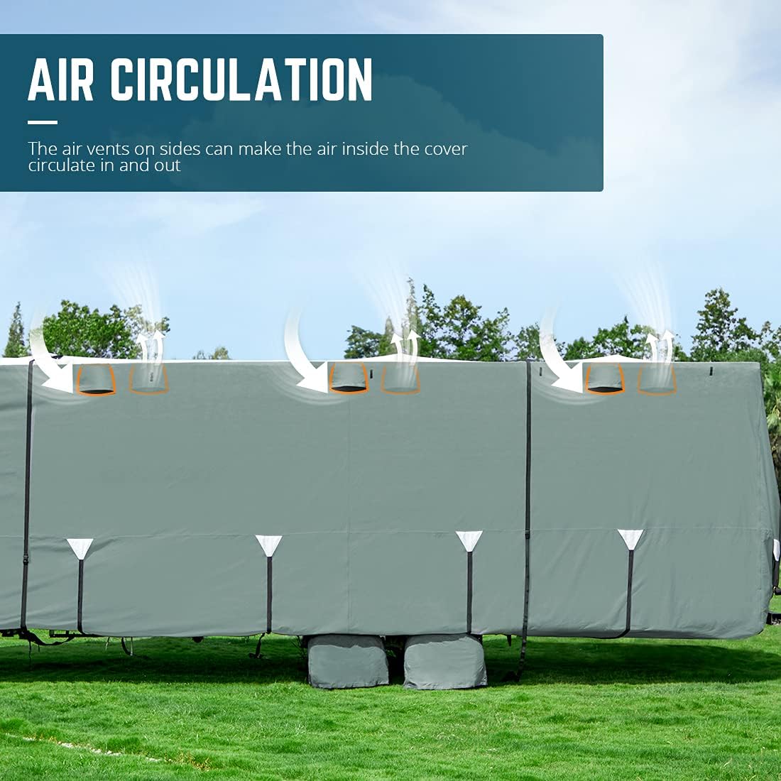 22'-24' Waterproof Breathable RV Cover with Straps & Tire Covers N648981