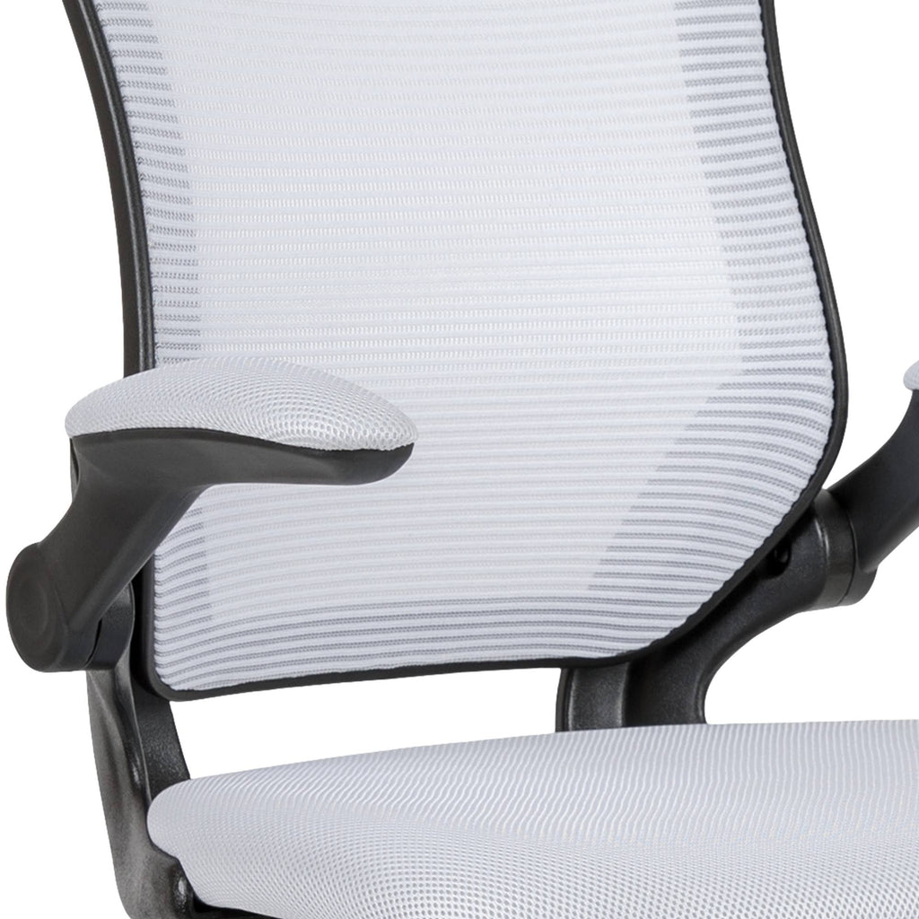 White Mesh Ergonomic Drafting Chair with Foot Ring and Flip-Up Arms T7162