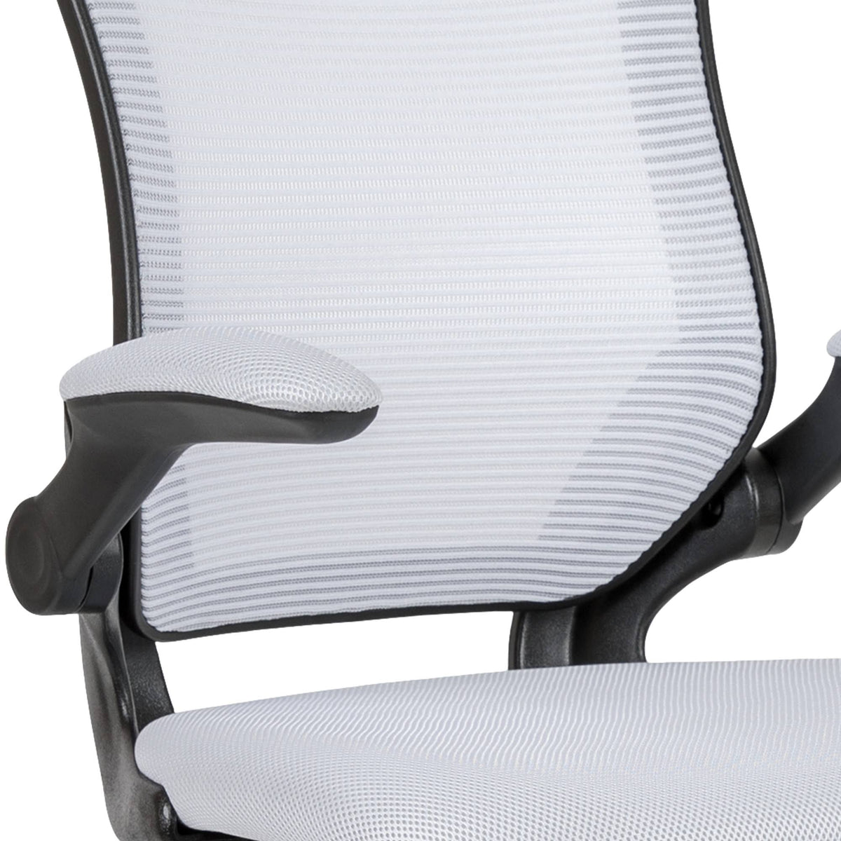 White Mesh Ergonomic Drafting Chair with Foot Ring and Flip-Up Arms T7162