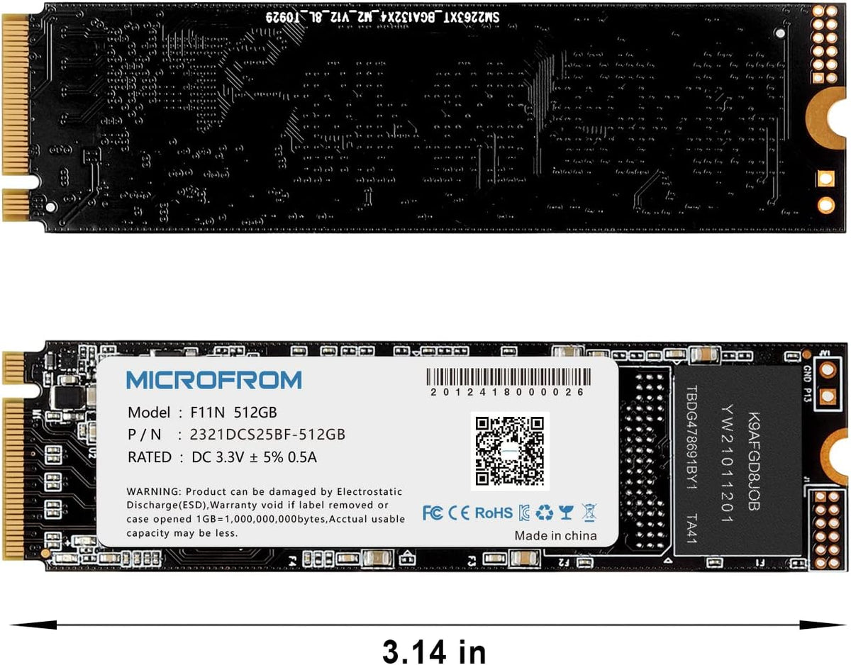 512GB M.2 NVMe PCIe Gen3X4 Internal Solid State Drive Pack of 2 B36399