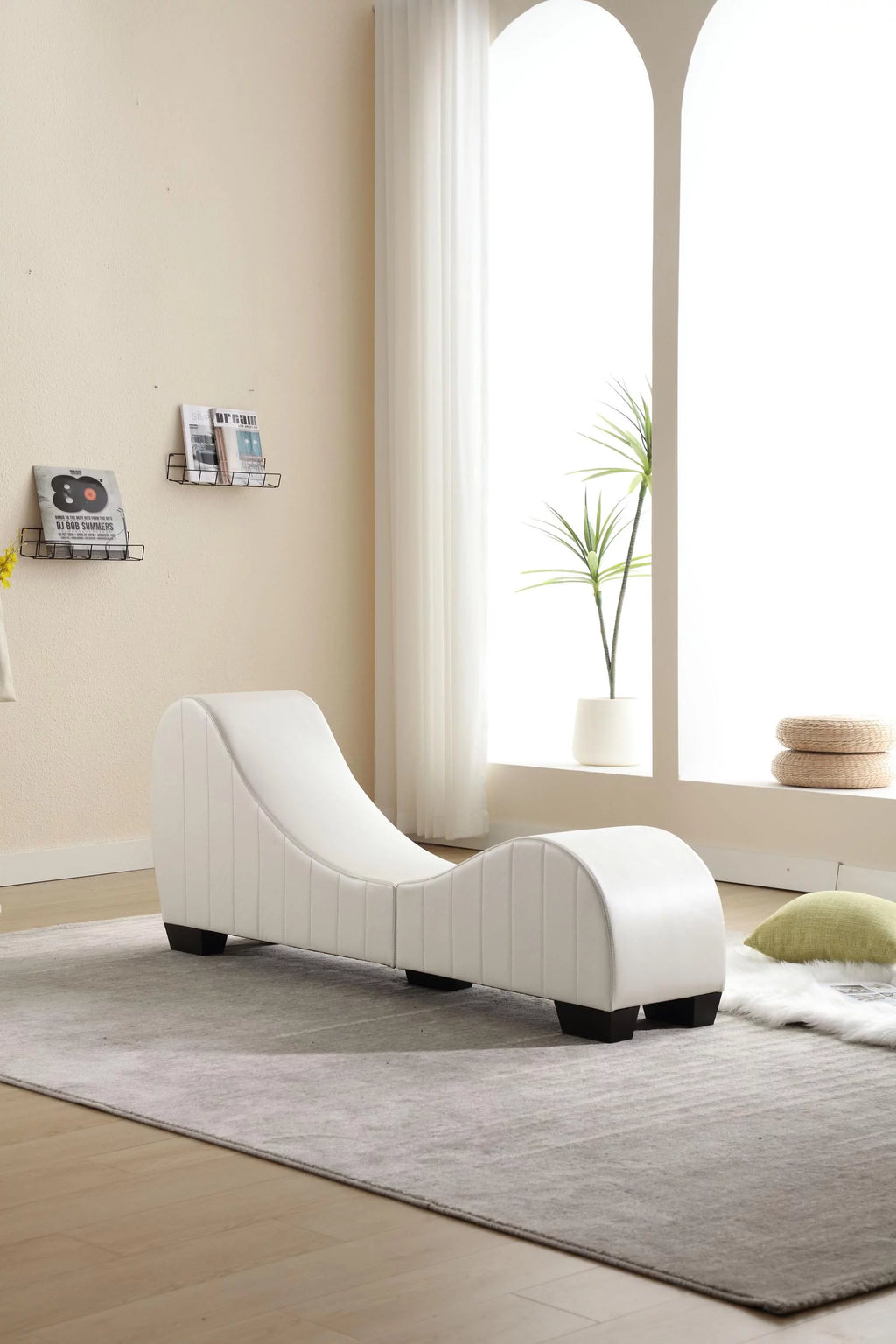 Faux Leather Curved Chaise Lounge B660454