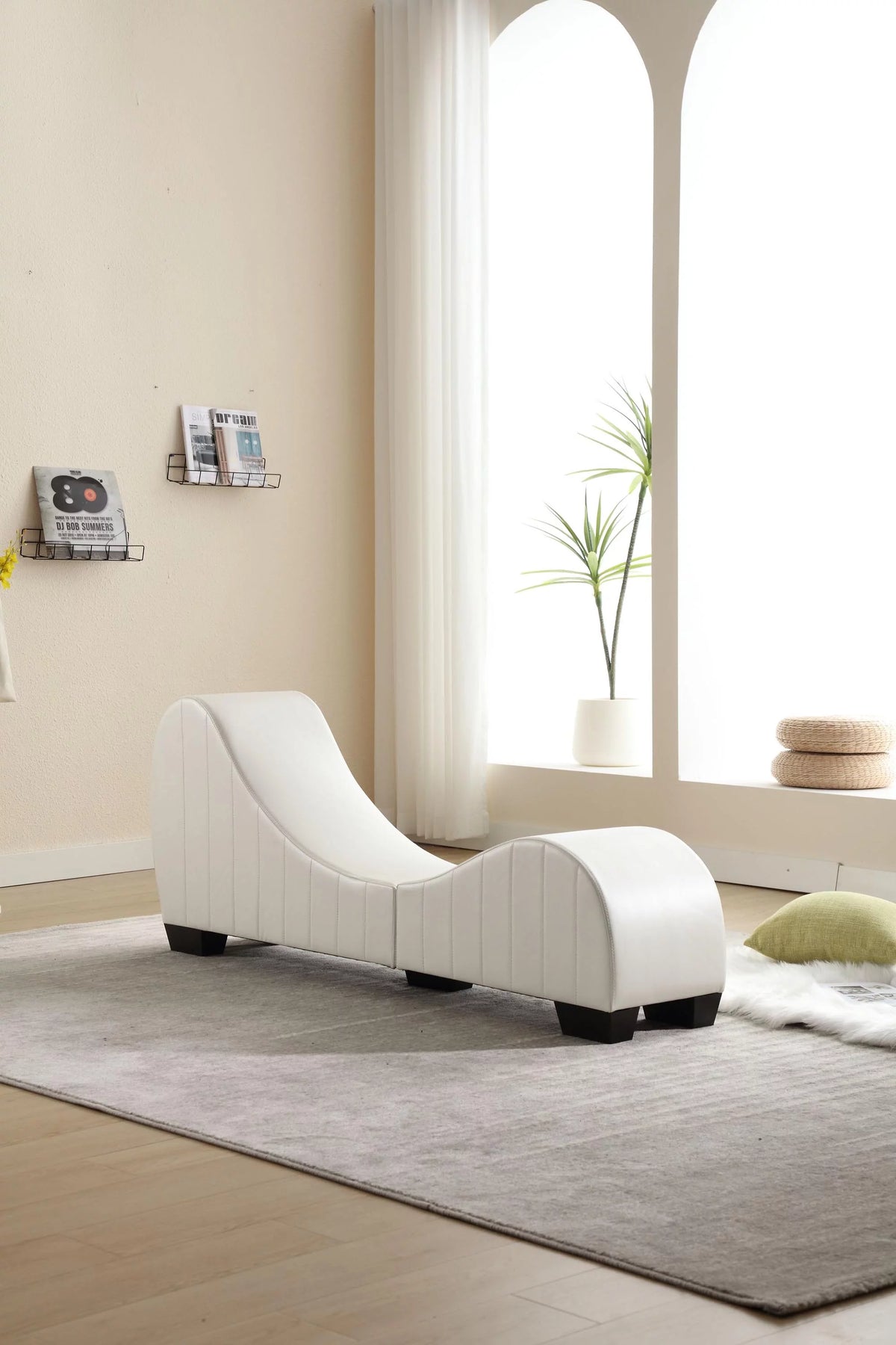 Faux Leather Curved Chaise Lounge B660454