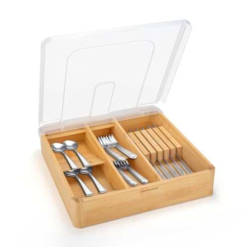 Black 5 Compartments Plastic Utensil Holder with Lid T770