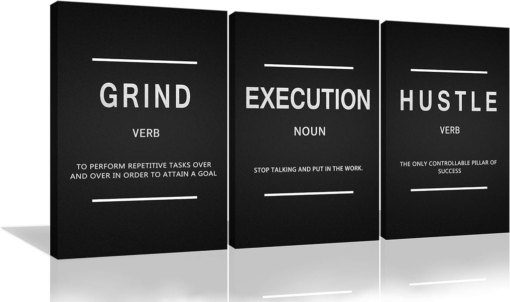 Large Motivational Canvas Wall Art 3 Panels Framed 24x36x3 D99353