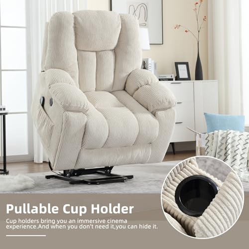 Large Power Lift Recliner Chair with Massage Heat and USB, Gray T94631