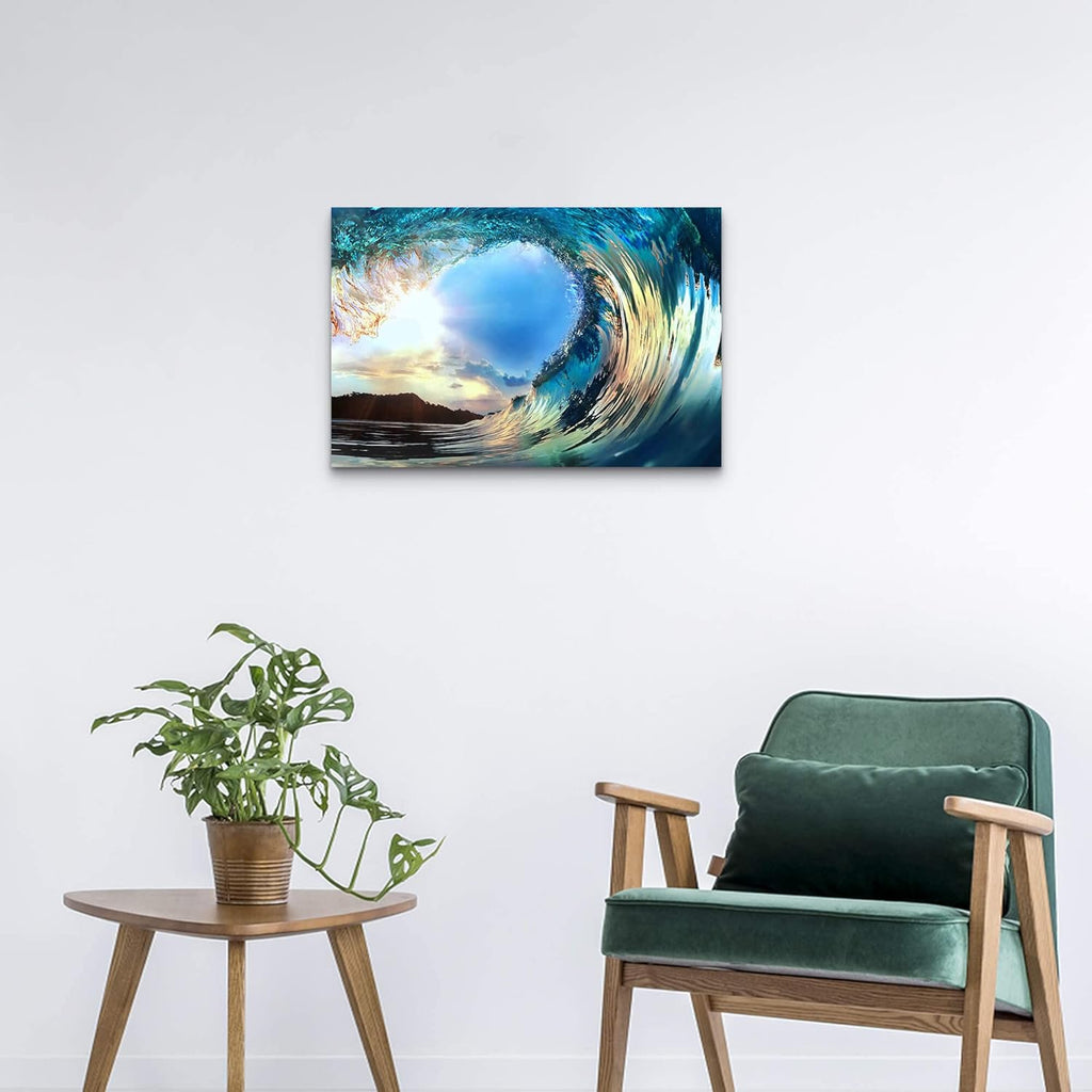 Blue Ocean Waves Canvas Wall Art V46556
