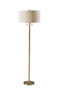 Natural Rubberwood Base & Antique Brass Floor Lamp I7000